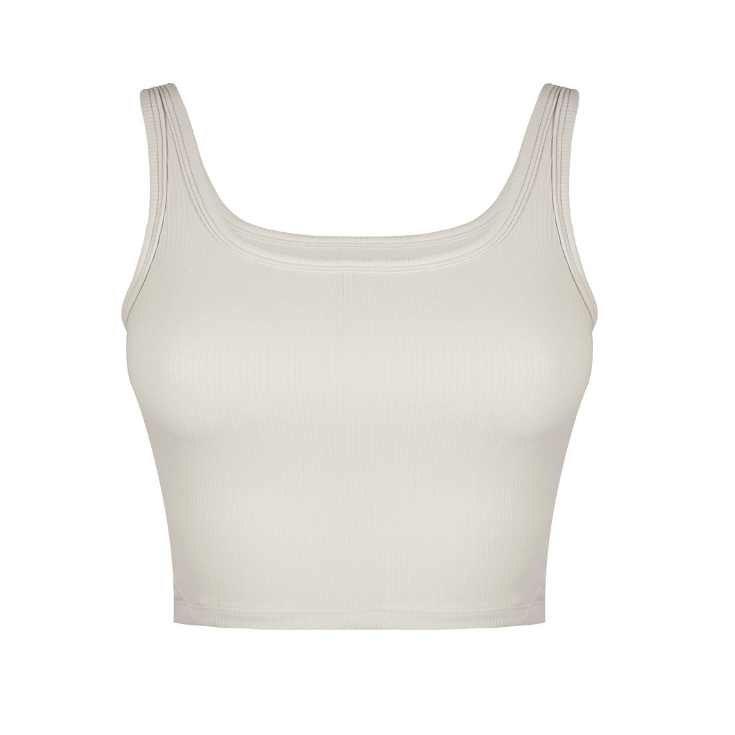 'On The Go' Box Cut Tank - BEIGE